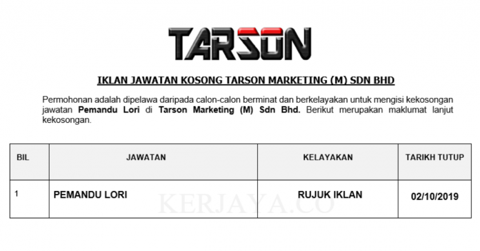Tarson Marketing (M) Sdn Bhd Tarson Marketing (M) Sdn Bhd
