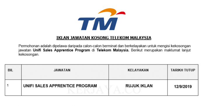 Telekom Malaysia Telekom Malaysia ~ Unifi Sales Apprentice Program
