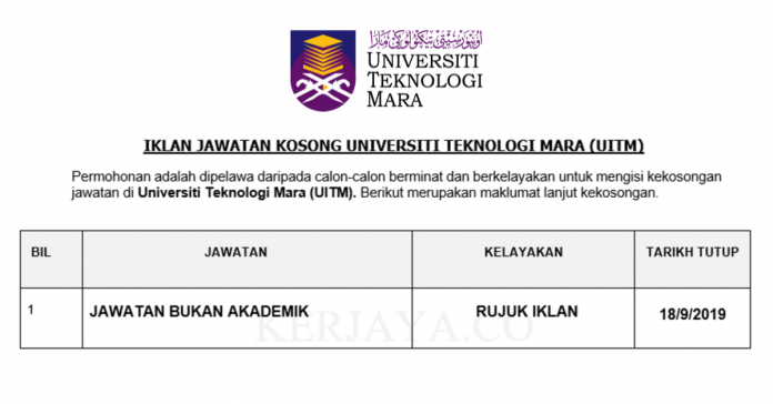 Universiti Teknologi Mara Universiti Teknologi Mara ~ Kekosongan Jawatan Bukan Akademik