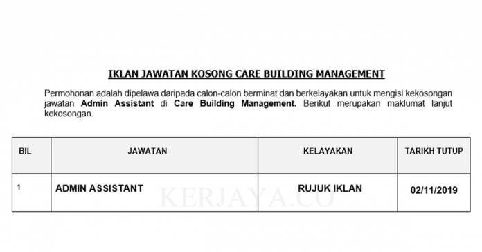Care Building Management Care Building Management ~ Admin Assistant