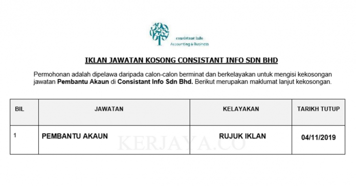 Consistant Info Sdn Bhd Consistant Info ~ Pembantu Akaun