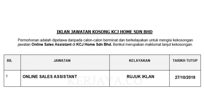KCJ Home Sdn Bhd KCJ Home ~ Online Sales Assistant