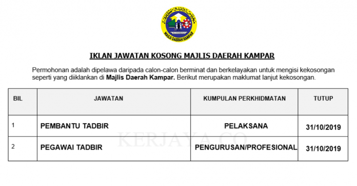 Majlis Daerah Kampar Majlis Daerah Kampar ~ Pembantu Tadbir & Pegawai Tadbir