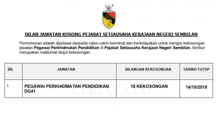 Pejabat Setiausaha Kerajaan Negeri Sembilan Pejabat Setiausaha Kerajaan Negeri Sembilan ~ Pegawai Perkhidmatan Pendidikan