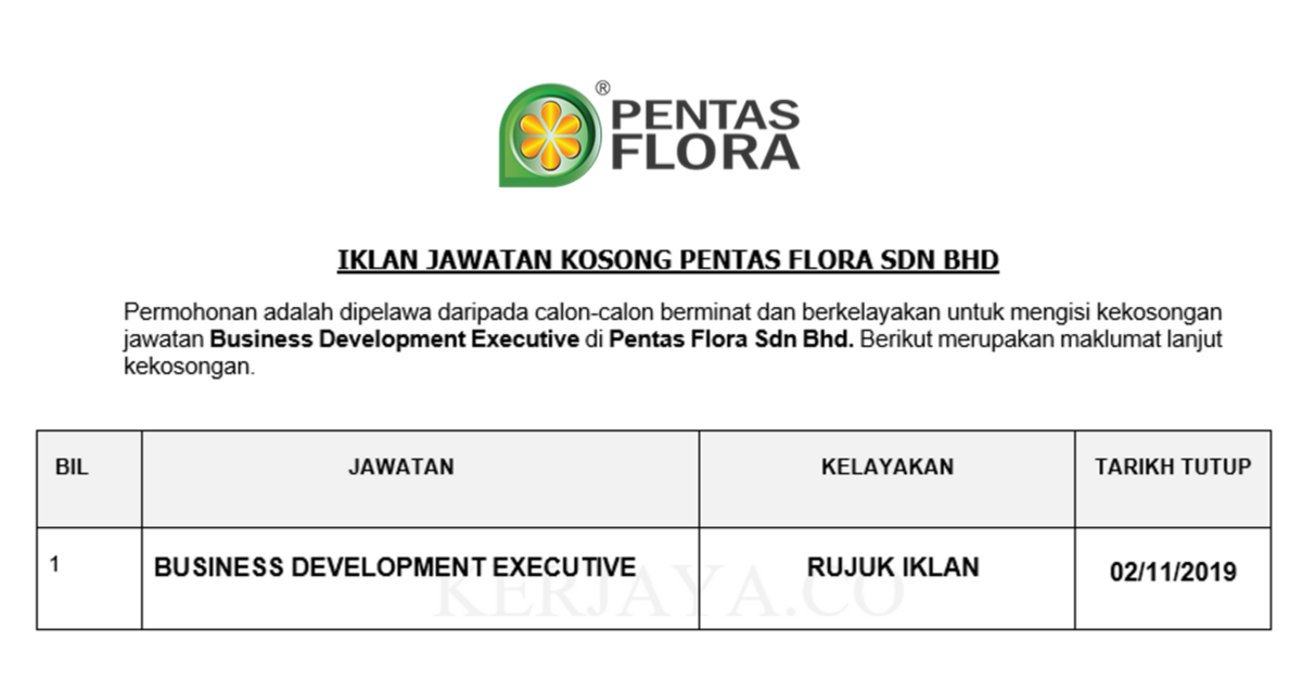 Pentas Flora Sdn Bhd • Kerja Kosong Kerajaan