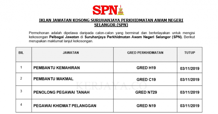 Suruhanjaya Perkhidmatan Awam Negeri Selangor (SPN) Suruhanjaya Perkhidmatan Awam Negeri Selangor (SPN)~ Pegawai Khidmat Pelanggan, Pembantu Kemahiran & Pelbagai Jawatan Lain