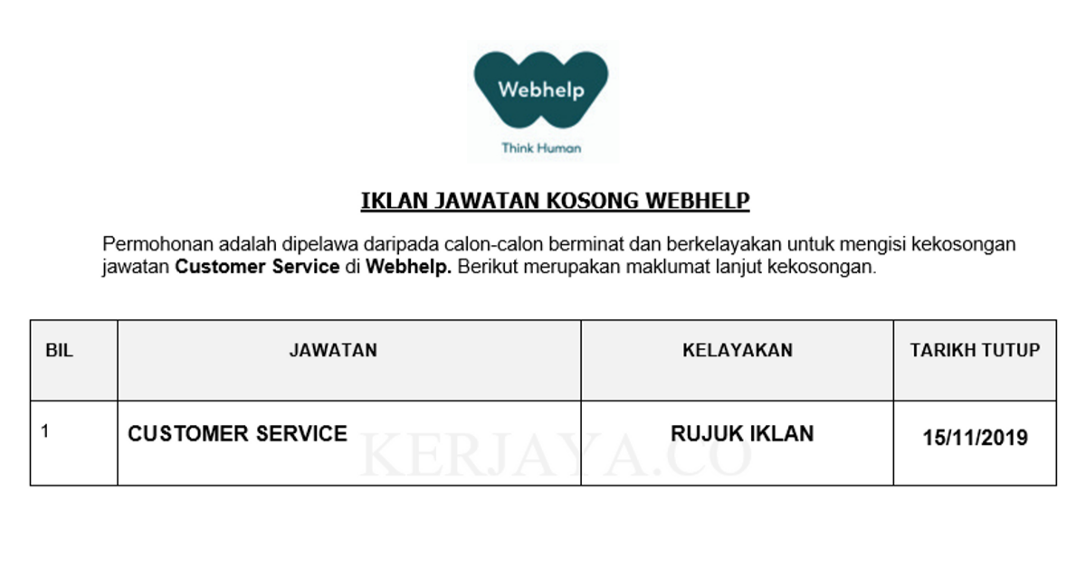 Webhelp • Kerja Kosong Kerajaan