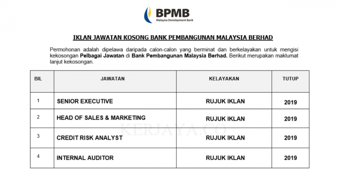 Bank Pembangunan Malaysia Berhad Bank Pembangunan Malaysia Berhad ~ Pelbagai Kekosongan Jawatan