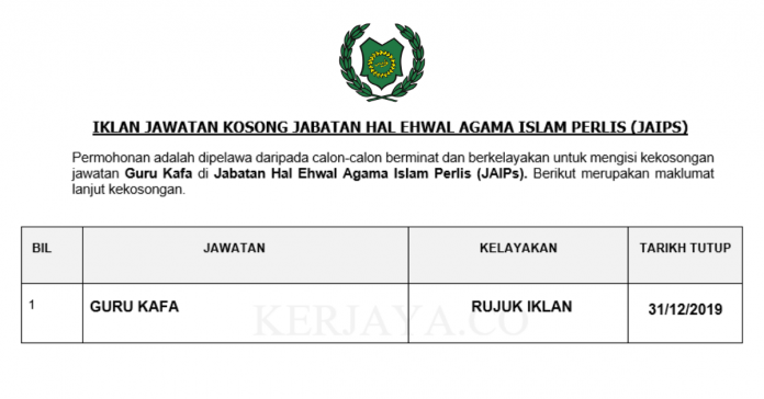 Jabatan Hal Ehwal Agama Islam Perlis (JAIPs) Jabatan Hal Ehwal Agama Islam Perlis (JAIPs) ~ Guru Kafa