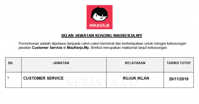 MauKerja.My MauKerja.My ~ Customer Service