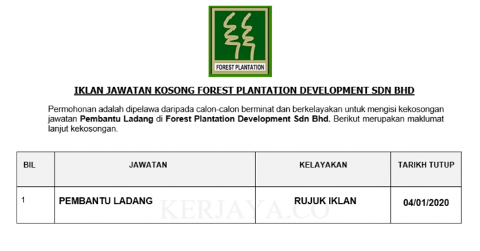 Forest Plantation Development Sdn Bhd Forest Plantation Development ~ Pembantu Ladang