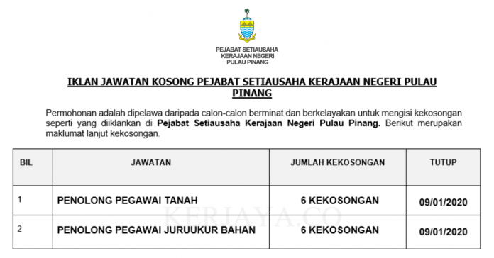 Pejabat Setiausaha Kerajaan Negeri Pulau Pinang Pejabat Setiausaha Kerajaan Negeri Pulau Pinang ~ Penolong Pegawai Tanah & Penolong Pegawai Juruukur Bahan