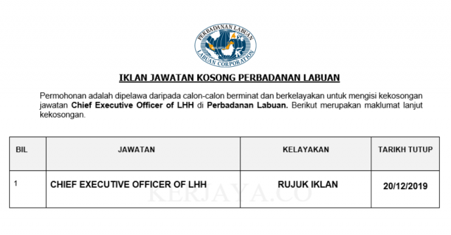 Perbadanan Labuan ~ Chief Executive Officer of LHH