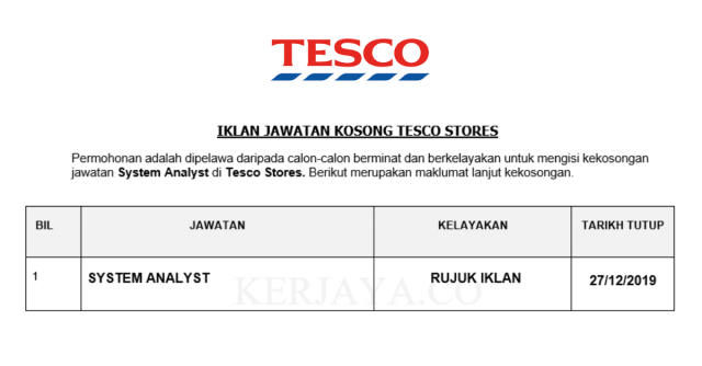 Tesco Stores ~ System Analyst