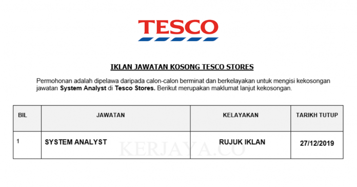 Tesco Stores Tesco Stores ~ System Analyst