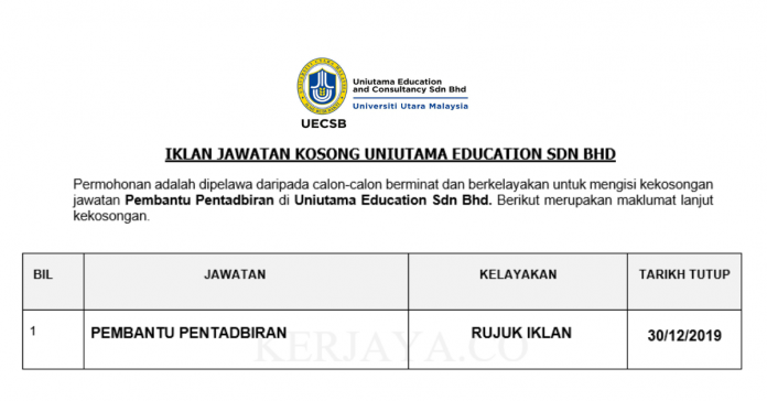 Uniutama Education Sdn Bhd Pembantu Pentadbiran di UUM International School
