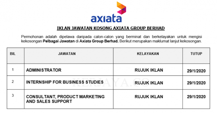 Axiata Group Berhad Axiata Group Berhad ~ Administrator, Internship for Business Studies, Consultant, Product Marketing and Sales Suppor