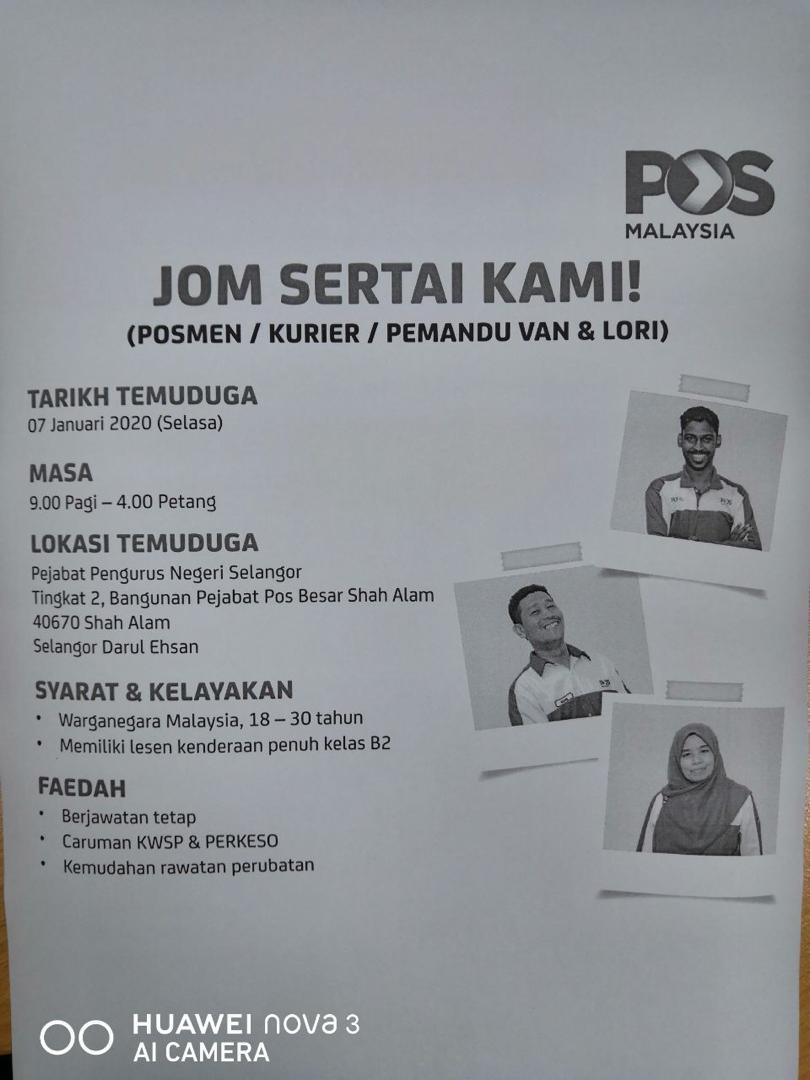 Iklan Jawatan Kosong Pos Malaysia