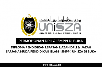Permohonan Diploma Pendidikan Lepasan Ijazah DPLI & Ijazah Sarjana Muda Pendidikan Islam (ISMPPI) UniSZA di Buka