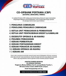 Iklan Jawatan Kosong Co-opbank Pertama • Kerja Kosong Kerajaan