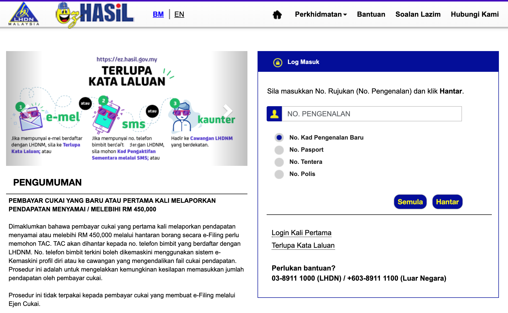 Login EzHASiL Cara Buat E Filing Cukai Pendapatan Kerja Kosong Kerajaan
