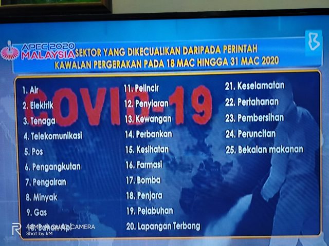 Senarai 25 Sektor Dikecualikan Dari Perintah Kawalan Pergerakkan
