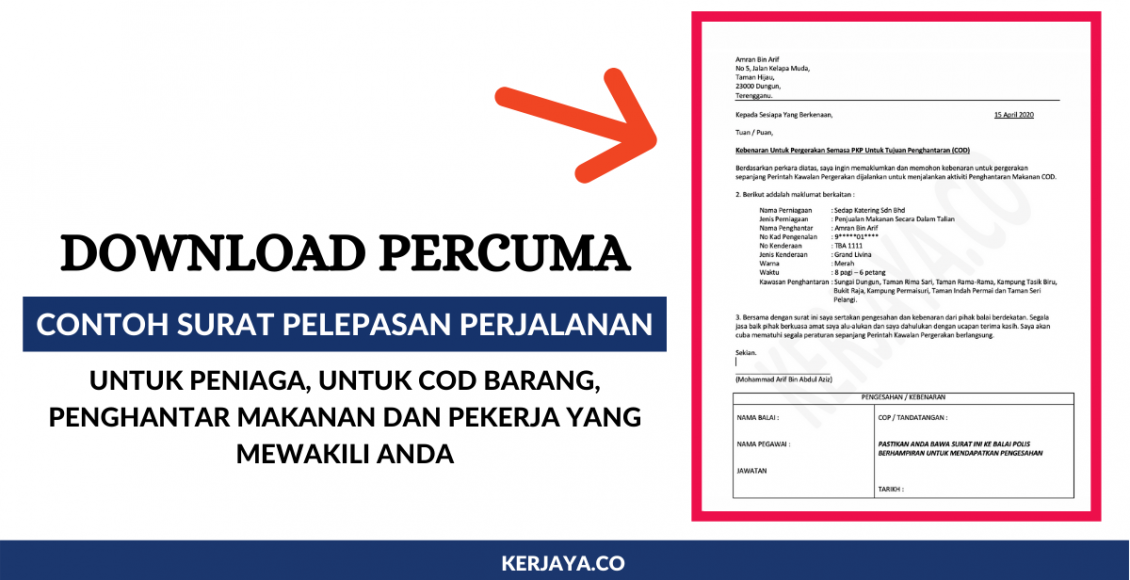 Contoh Surat Pelepasan Perjalanan Untuk COD Barang
