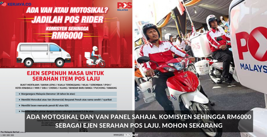 Permohonan Ejen Sepenuh Masa Serahan Item Pos Laju Di Buka