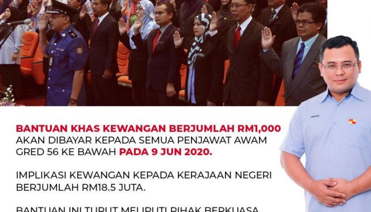 Bantuan RM1000 Untuk Penjawat Awam Selangor