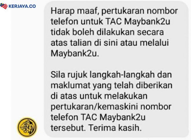 Tukar Nombor Telefon TAC Maybank2u Cara Mudah  Jawatan 