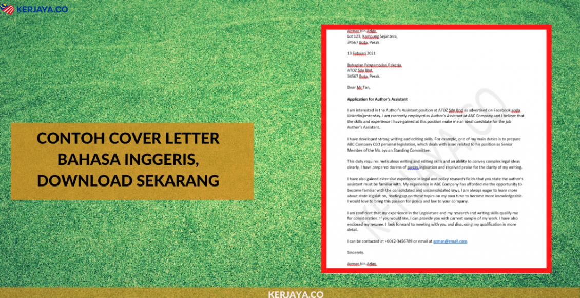 Contoh Cover Letter Bahasa Inggeris, Download Sekarang