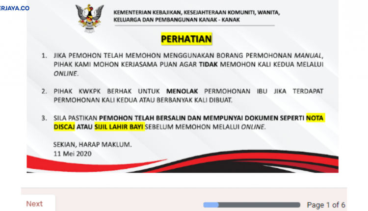 Bantuan RM450 Untuk Ibu Bersalin. Mohon Sekarang