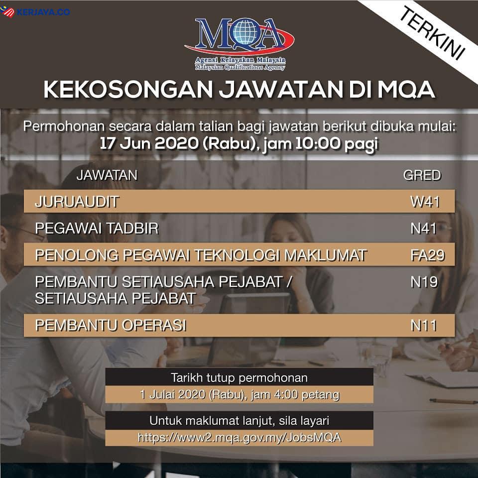 Iklan Jawatan Kosong Agensi Kelayakan Malaysia (MQA 