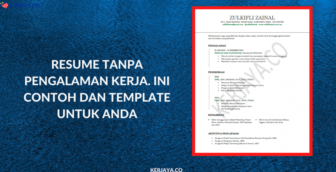Resume Tanpa Pengalaman Kerja. Ini Contoh Dan Template Untuk Anda