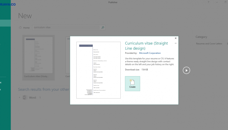Buat CV Guna Template Daripada Publisher Sahaja