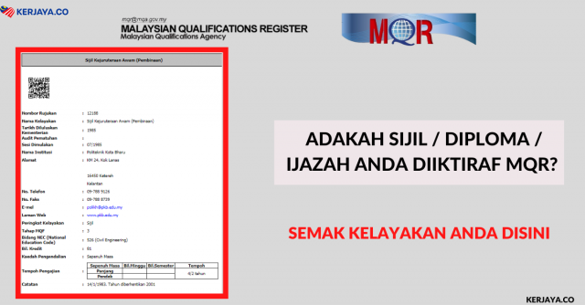 Adakah Sijil / Diploma / Ijazah Anda Diiktiraf MQR? Semak Kelayakan Anda Disini