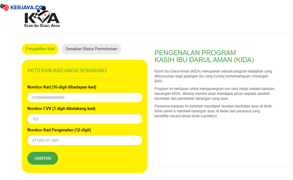 Program Kasih Ibu Darul Aman (KIDA) Fasa 2. Semak Kelayakan Anda Disini