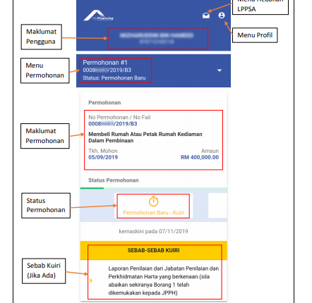 Semak Status Permohonan & Baki Pembiayaan LPPSA Melalui Aplikasi Mudah Alih