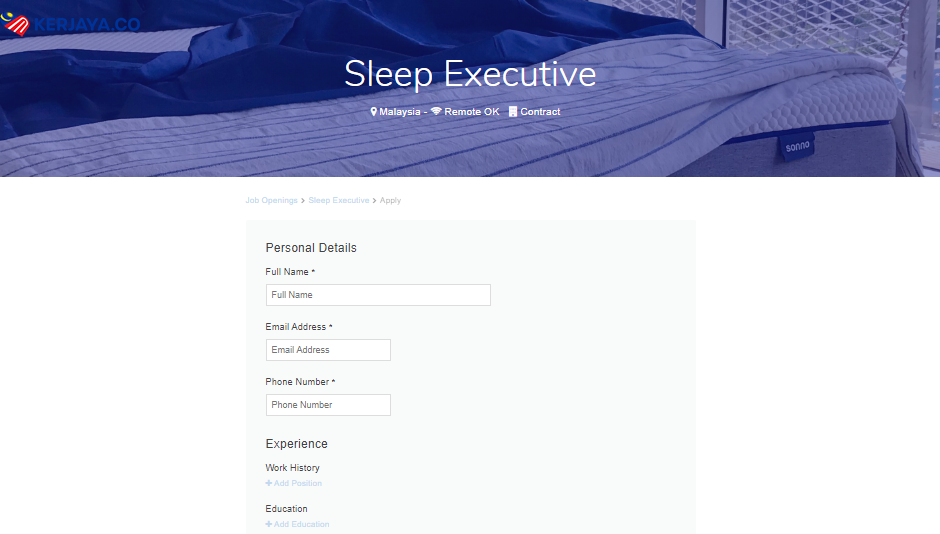 Gaji RM3,000 Untuk Jawatan Eksekutif Tidur Kini Di Malaysia, Mohon Segera