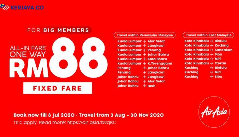 Esok Last Promosi Tambang AirAsia Paling Murah Selepas PKP. Cepat Beli & Melancong