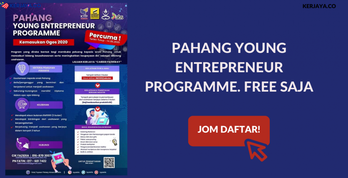 Pahang Young Entrepreneur Programme. Free Saja. Jom Daftar!