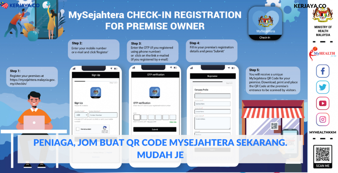 Peniaga, Jom Buat QR Code MySejahtera Sekarang. Mudah Je