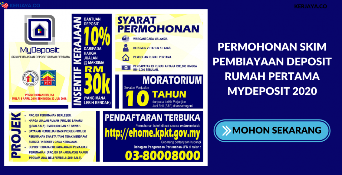 Permohonan Skim Pembiayaan Deposit Rumah Pertama MyDeposit 2020. Mohon Sekarang