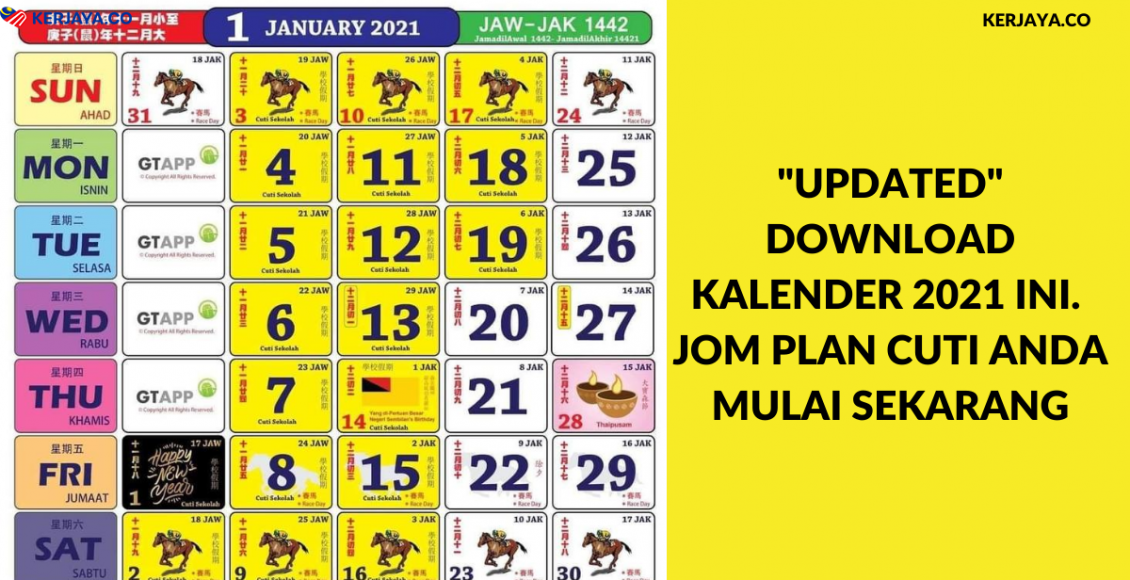 _Updated_ Download Kalender 2021 Ini. Jom Plan Cuti Anda Mulai Sekarang