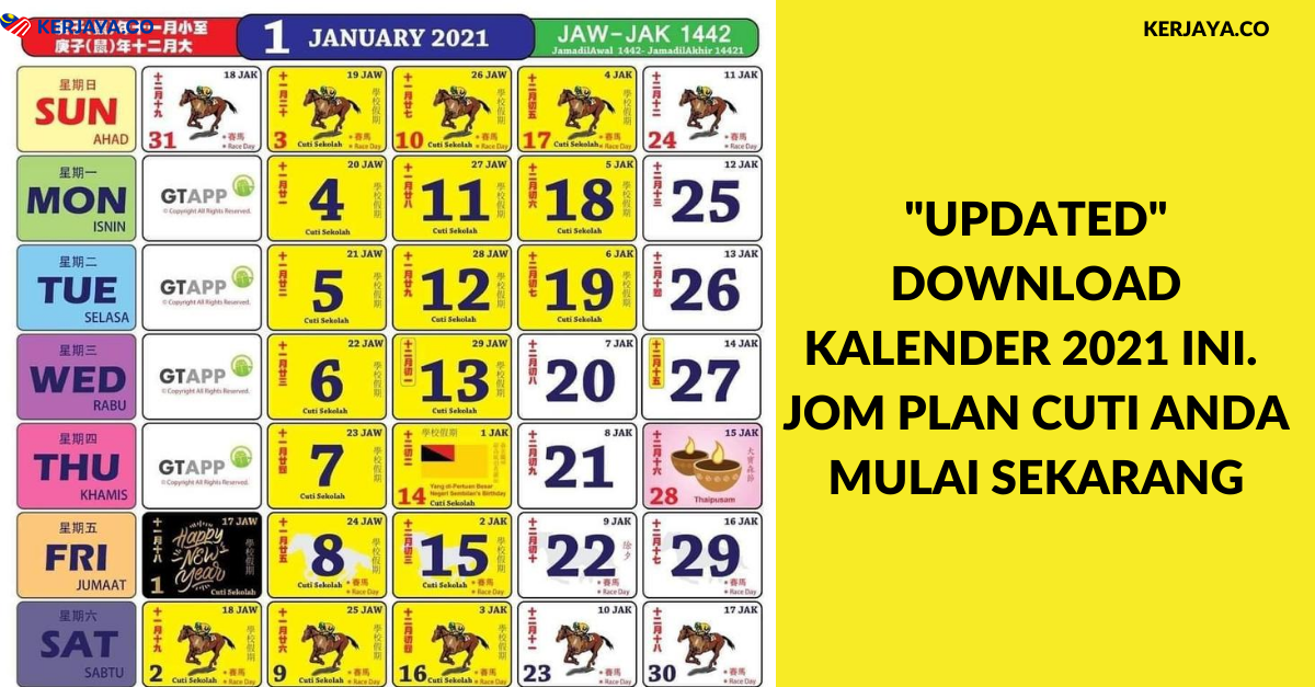 Updated Download Kalender 2021 Ini. Jom Plan Cuti Anda ...
