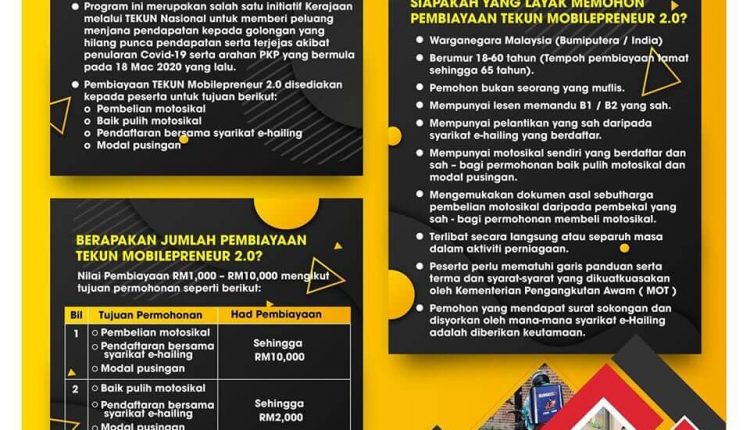 Pembiayaan Sehingga RM10,000 Dengan Tekun Mobilepreneur 2.0. Download Borang Permohonan Ini Atau Mohon Secara Online Segera
