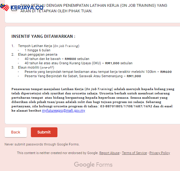 Jom Rebut Peluang On Job Training Dengan My Future Agro. Mohon Segera