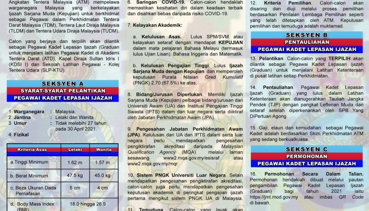 Iklan Jawatan Kosong Angkaan Tentera Malaysia ( ATM )