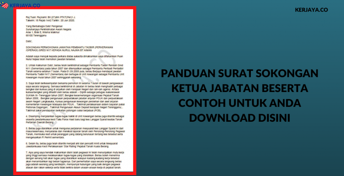 Panduan Surat Sokongan Ketua Jabatan Beserta Contoh Untuk Anda