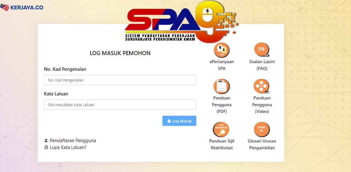 Cara Daftar SPA9 : Login Dan Kemaskini Permohonan